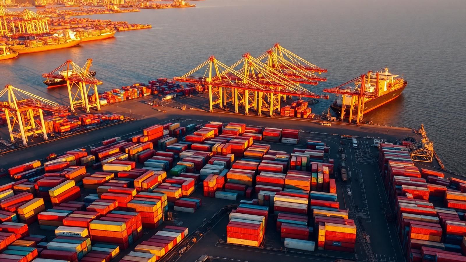 Porto de contentores africano moderno, comércio continental